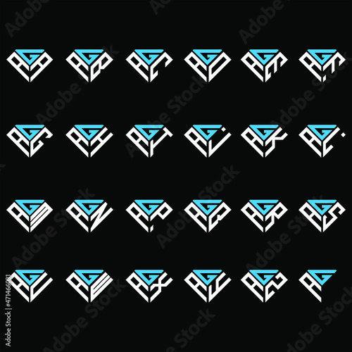 GAA to GAZ letter logo creative design, Multiple triple letter logo design