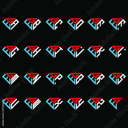 GEA to GEZ letter logo creative design, Multiple triple letter logo design