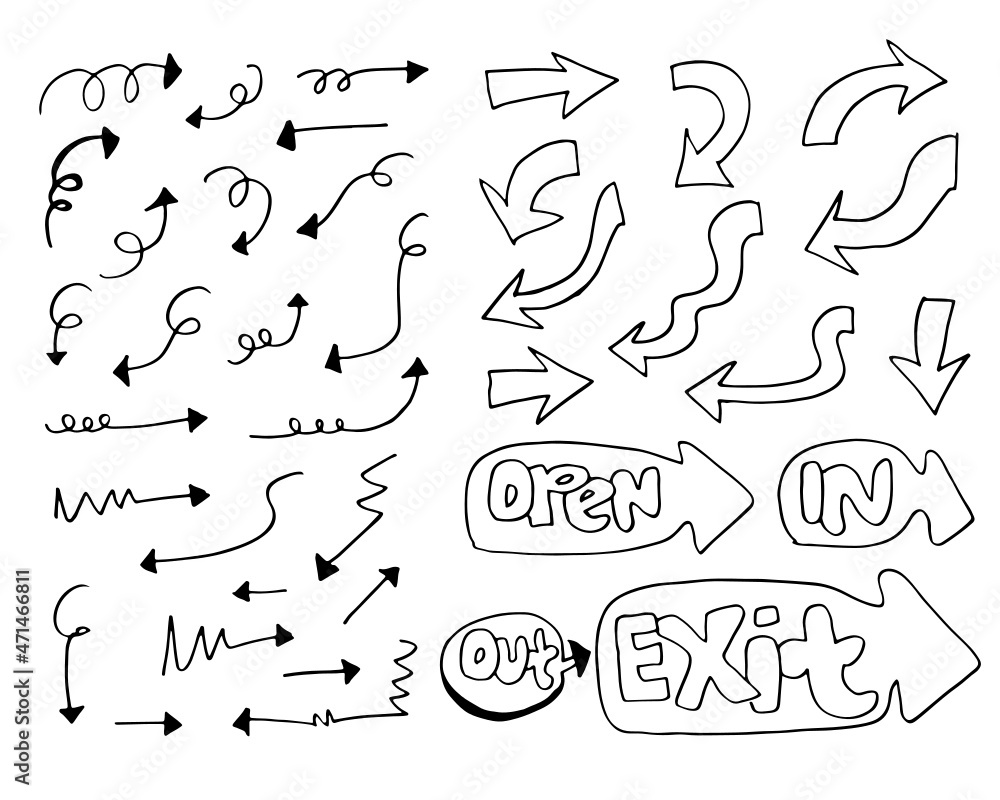 doodle design elements. hand drawn arrows isolated on white background. Vector illustration. doodle design elements. hand drawn arrows isolated on white background. Vector illustration.