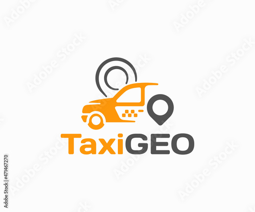 Fotografia, Obraz English taxi with location pin logo design