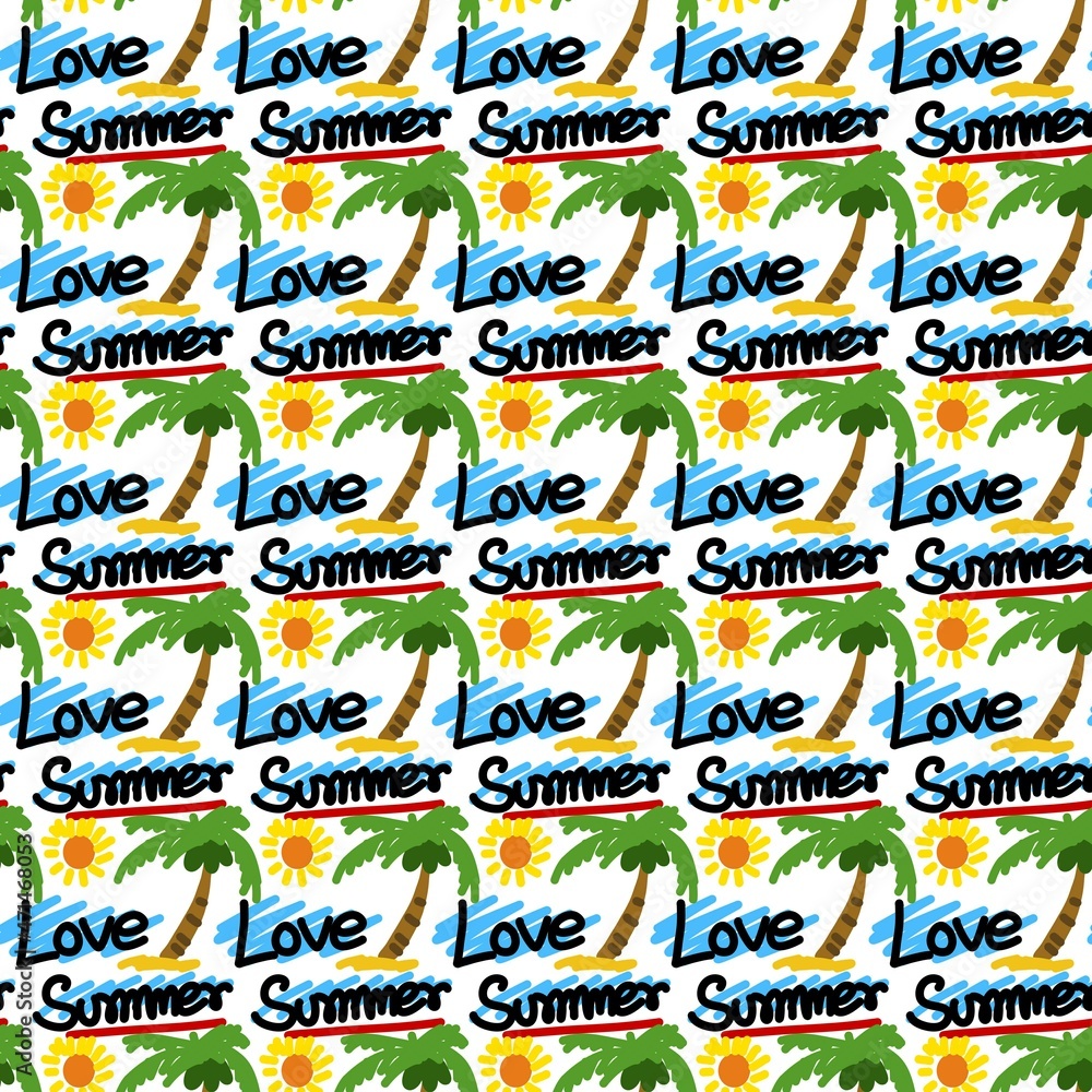 seamless pattern of text love summer