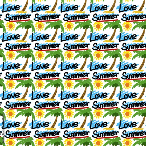 seamless pattern of text love summer
