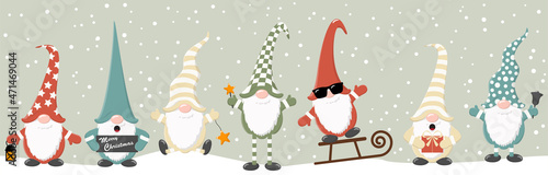 merry christmas gnomes with snow fall