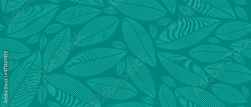 Tropical leaf Wallpaper, Luxury nature leaves pattern design, Golden banana leaf line arts, Hand drawn outline design for fabric , print, cover, banner and invitation, Vector illustration