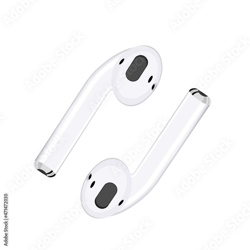 Vector illustration of white wireless headphones on a white background.