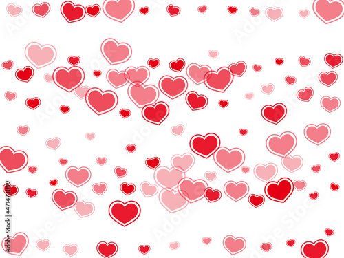 Beautiful red hearts falling vector illustration.