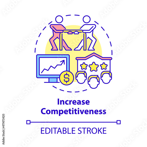 Increase competitiveness concept icon. Importance of business expansion abstract idea thin line illustration. Be winner among other companies. Vector isolated outline color drawing. Editable stroke
