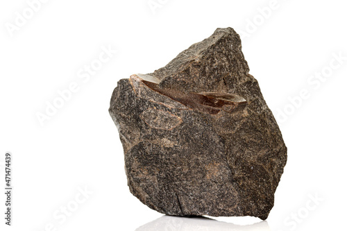 Macro of a mineral stone Vesuvianite on a white background photo