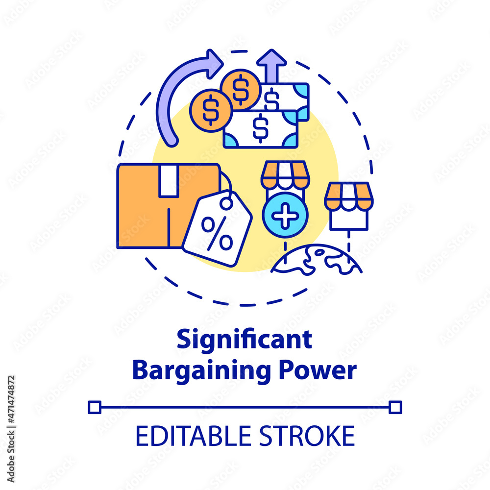Significant bargaining power concept icon. External business growth ...