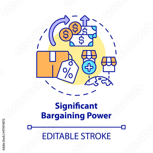 Significant bargaining power concept icon. External business growth abstract idea thin line illustration. Market power. Suppliers and customers. Vector isolated outline color drawing. Editable stroke