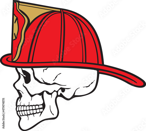 Firefighter skull color vector illustration