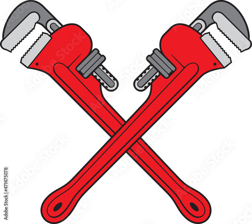 Crossed Plumber Pipe Wrench Vector Illustration