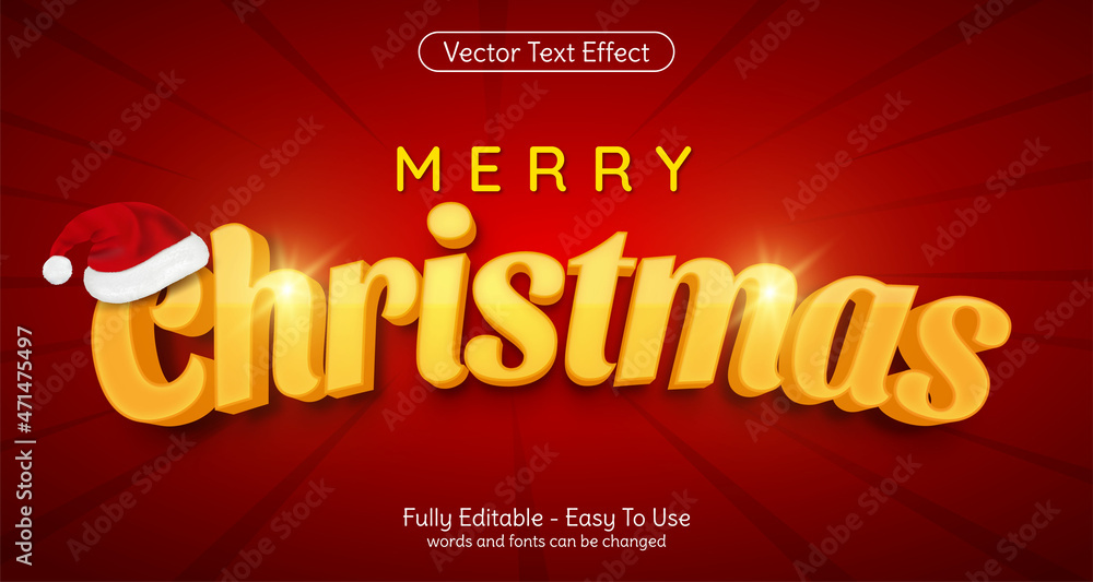 3d text Merry Christmas editable style effect template