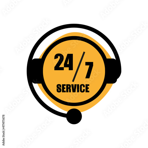 24-7 service icon. Vector illustration on white.
