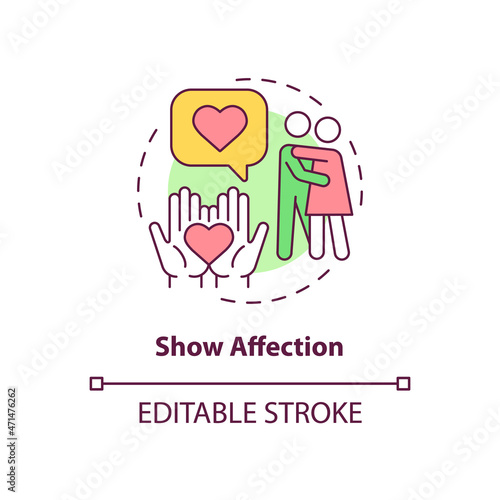 Show affection concept icon. Partner support during pregnancy abstract idea thin line illustration. Giving pregnant woman hugs and kisses. Vector isolated outline color drawing. Editable stroke