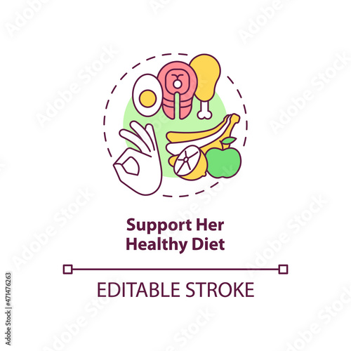 Support her healthy diet concept icon. Partner support during pregnancy abstract idea thin line illustration. Providing well-balanced diet. Vector isolated outline color drawing. Editable stroke