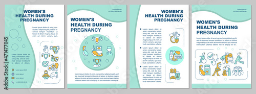 Pregnant women health brochure template. Take prenatal supplements. Flyer, booklet, leaflet print, cover design with linear icons. Vector layouts for presentation, annual reports, advertisement pages photo
