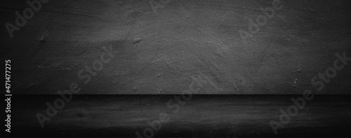 Empty dark room abstract cement concrete wall and floor interior displays product background
