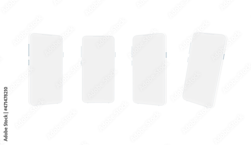 Modern smartphone in perspective. Vector UI/UX mockup with blank screen isolated on white background Modern smartphone in perspective. Vector UI/UX mockup with blank screen isolated on white background