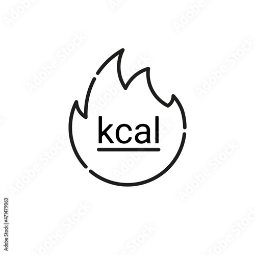 Energy fat burn kcal fire icon. Kilocalorie hot logo vector weight fitness flame graphic icon