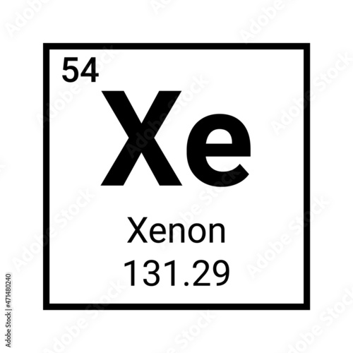 Chemical element xenon icon symbol. Xenon science atom table element atomic icon