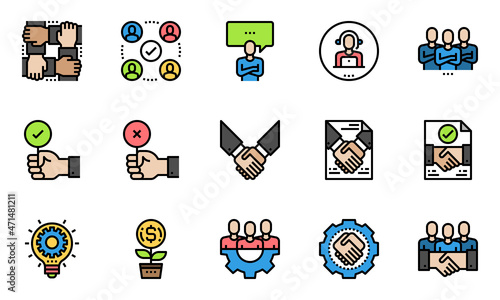 Business Solution Management Line Icons, customer, service, team ,leadership