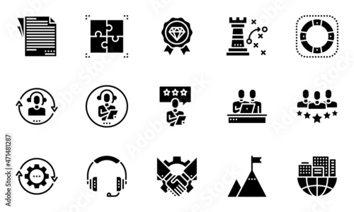 Business Solution Management Line Icons, support, relationship, premium