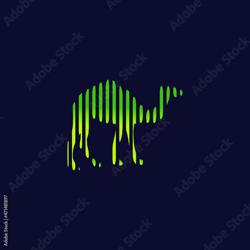 Camel line stripes logo. Camel silhouette with vertical line stripe. Animal colorful.