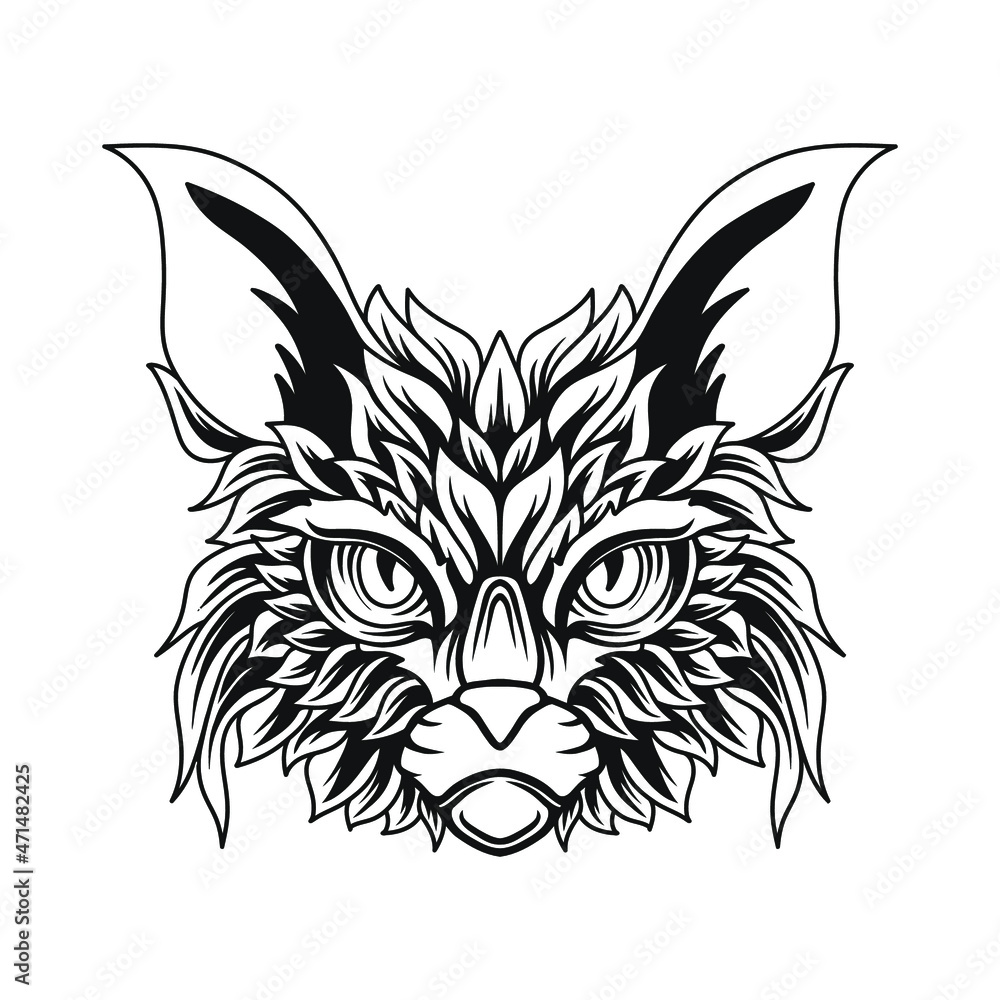 Fototapeta premium Sphynx head mascot lineart