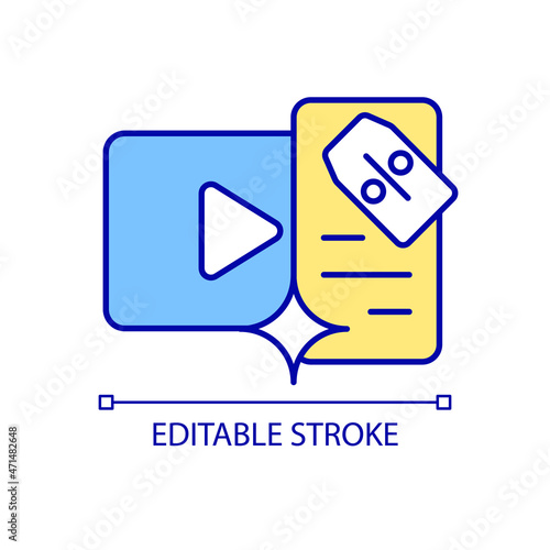 Discounts on streaming services RGB color icon. Subscriptions and deals access. Free trials. Unlimited streaming. Isolated vector illustration. Simple filled line drawing. Editable stroke