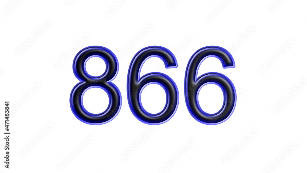 blue 866 number 3d effect white background blue 866 number 3d effect white background