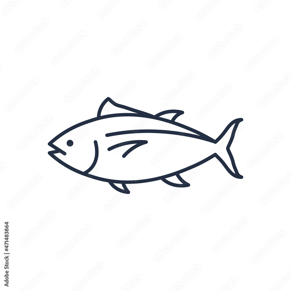 Tuna fish logo icon outline illustration. Salmon tuna fish line icon seafood logo Tuna fish logo icon outline illustration. Salmon tuna fish line icon seafood logo