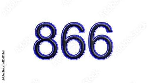 blue 866 number 3d effect white background