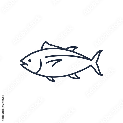Tuna fish logo icon outline illustration. Salmon tuna fish line icon seafood logo