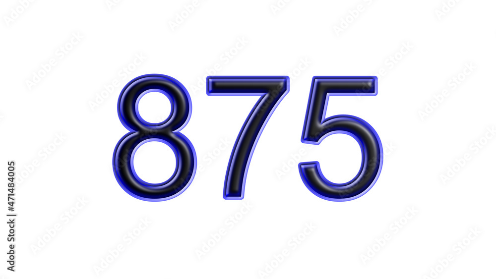 blue 875 number 3d effect white background blue 875 number 3d effect white background