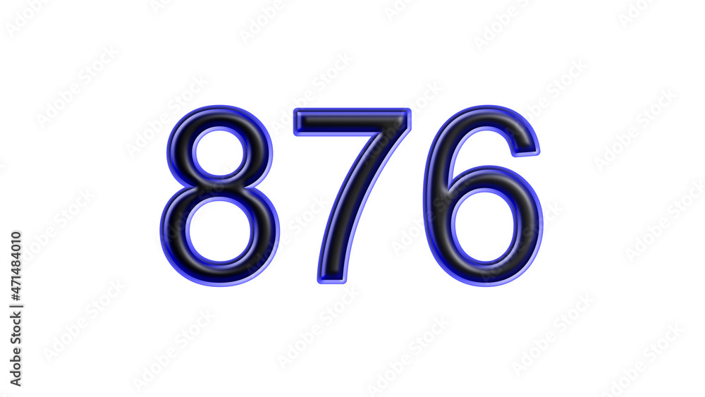 blue 876 number 3d effect white background blue 876 number 3d effect white background