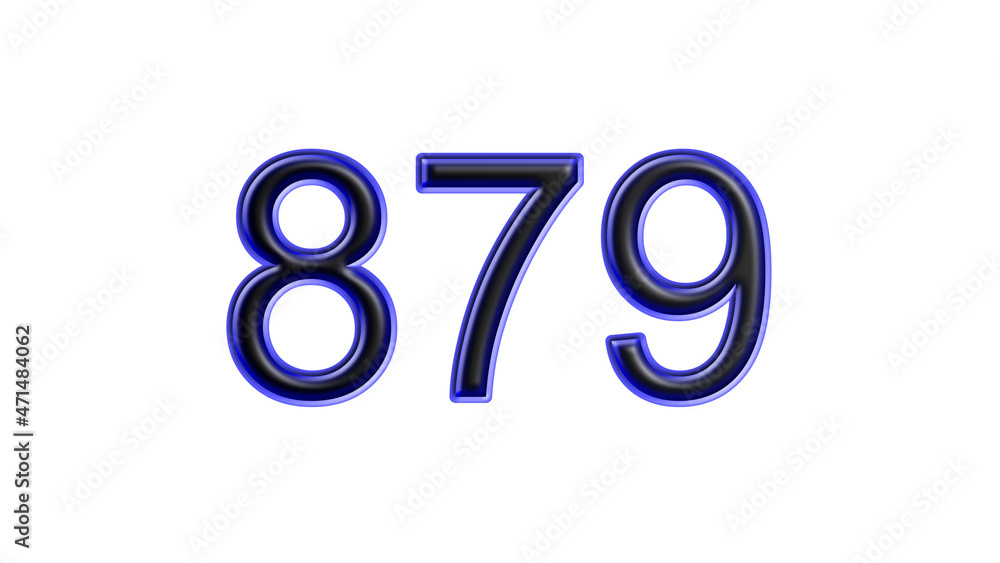 blue 879 number 3d effect white background blue 879 number 3d effect white background