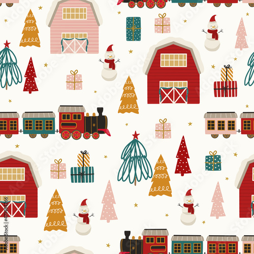 Christmas Seamless pattern vector background, digital paper for textile, fabric, wrapping paper, wallpaper, stationery