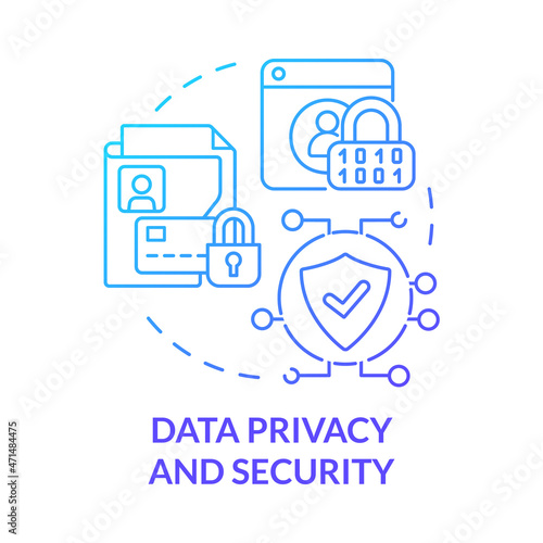 Data privacy and security blue gradient concept icon. Online entrepreneurship risk abstract idea thin line illustration. Privacy policy. Keeping data safe. Vector isolated outline color drawing