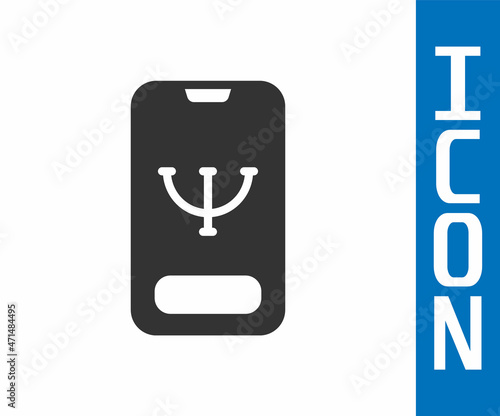 Grey Online psychological counseling distance icon isolated on white background. Psychotherapy, psychological help, psychiatrist online consulting. Vector