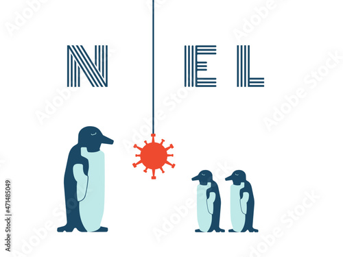 Merry chtristmas penguin covid noel isolation white