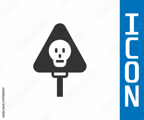 Grey Bones and skull as a sign of toxicity warning icon isolated on white background. Vector