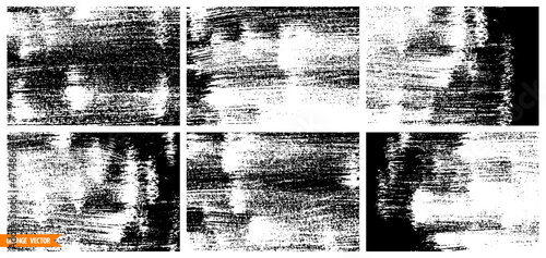 Grunge brush strokes textures set. Ink paintstrokes backgrounds. Distressed acrylic paint backdrops. Abstract artistic overlays collection. Rough grunge textures.