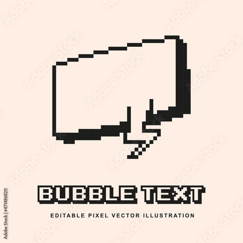 Pixel bubble text creative design icon vector illustration for video game asset, motion graphic and others