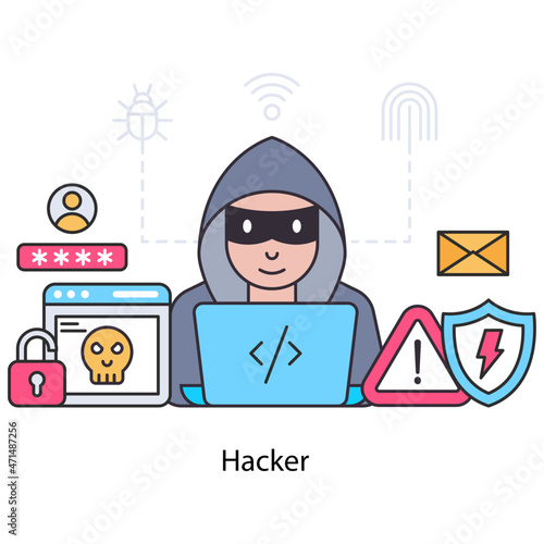 An editable design illustration of hacker
