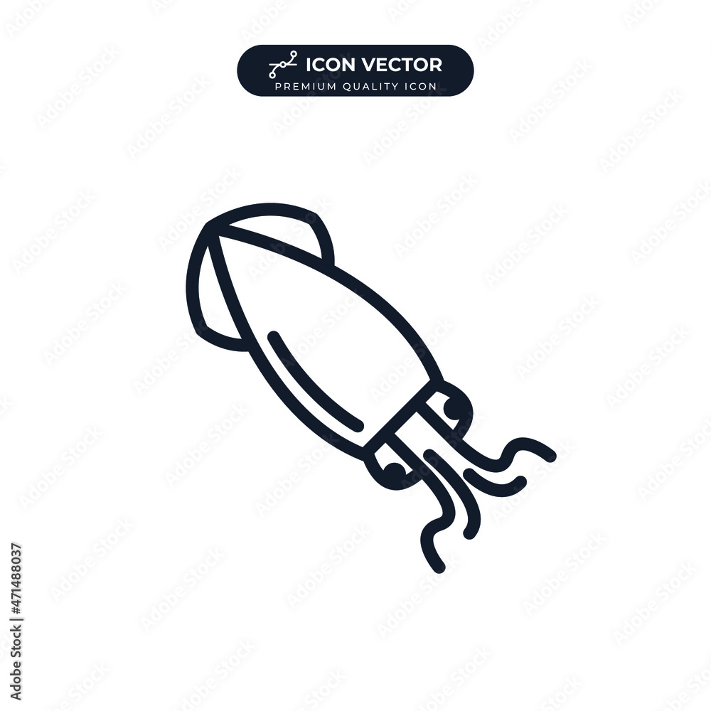 Naklejka premium squid icon symbol template for graphic and web design collection logo vector illustration