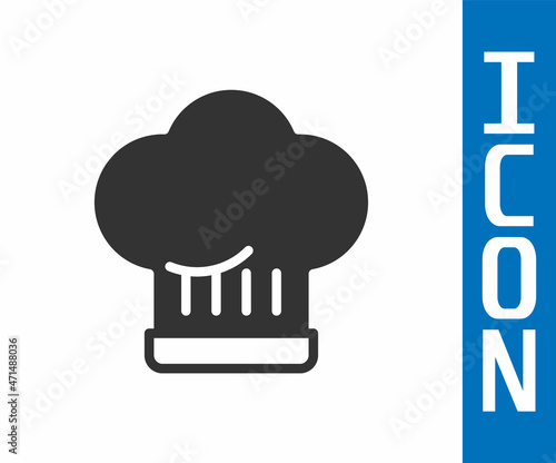 Grey Chef hat icon isolated on white background. Cooking symbol. Cooks hat. Vector