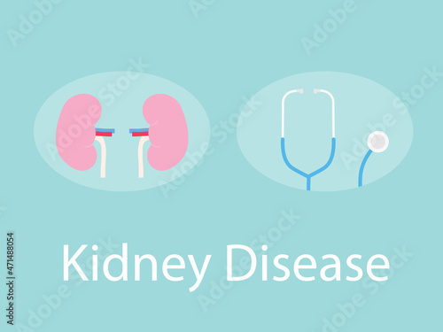 Kidney Disease concept, stehoscope and kidney icon - vector illustration