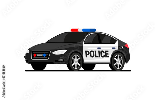 Police car vector flat icon patrol sign toy. Police vehicle vector car icon