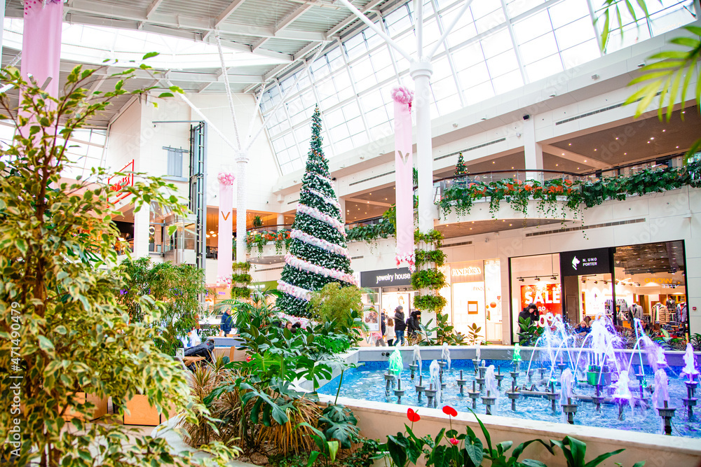 Victoria Gardens shopping mall in Lviv with Christmas decoration